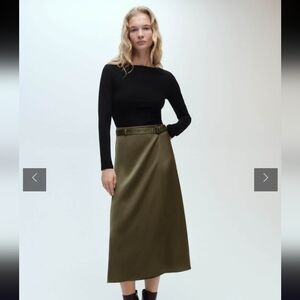 Mango Olive Midi Dress (Made To look Like 2 Seperate Pieces)